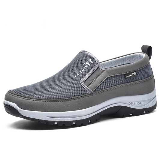 Men's Slip-On Walking Shoes with Lightweight Cushioned Sole - Waterproof Mesh, Anti-Slip, Wide Toe, Arch Support