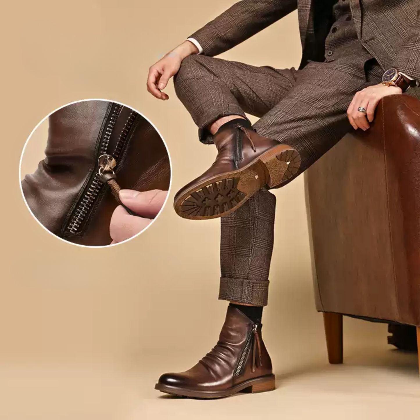 (🔥🎁Lowest Price - 70% Discount) Italian Handmade Embossed Genuine Leather Chelsea Boots