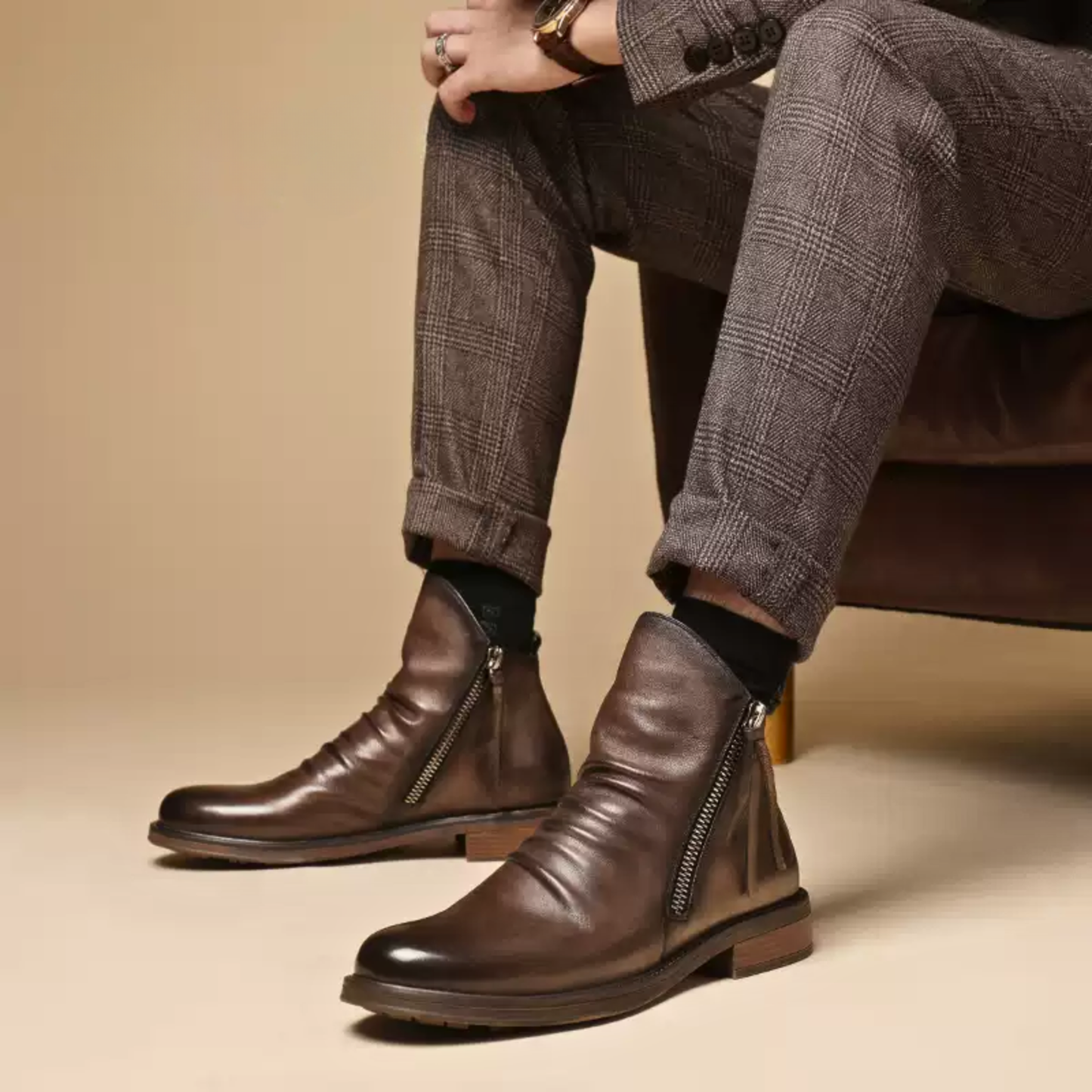 (🔥🎁Lowest Price - 70% Discount) Italian Handmade Embossed Genuine Leather Chelsea Boots