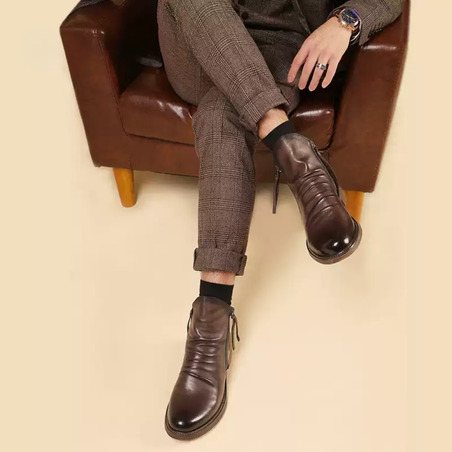 (🔥🎁Lowest Price - 70% Discount) Italian Handmade Embossed Genuine Leather Chelsea Boots
