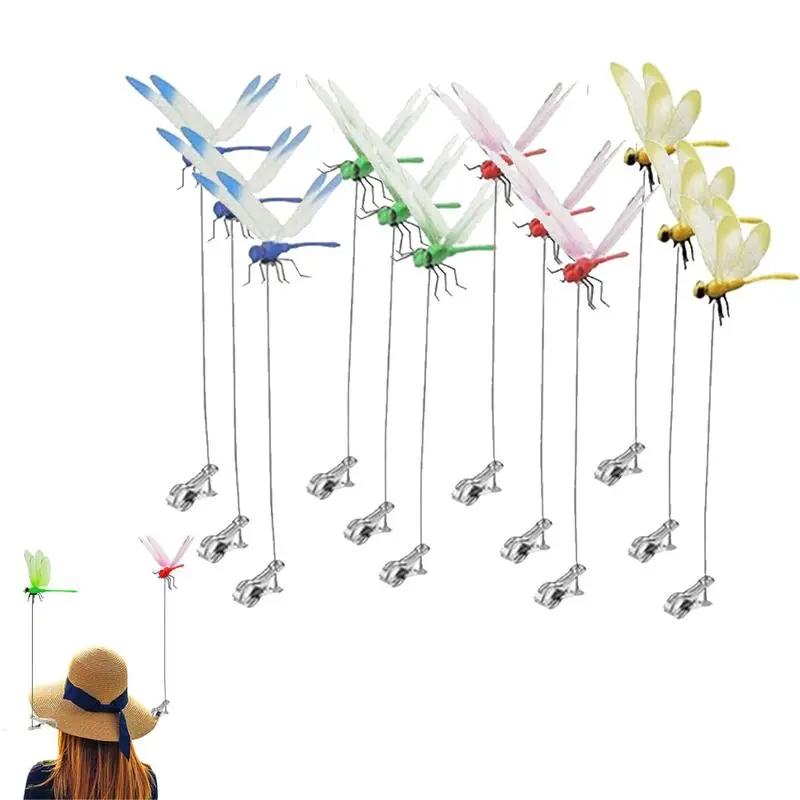 12pcs 3D Metal Dragonfly Garden Clips