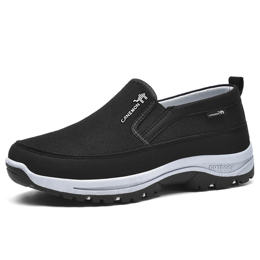Men's Slip-On Walking Shoes with Lightweight Cushioned Sole - Waterproof Mesh, Anti-Slip, Wide Toe, Arch Support