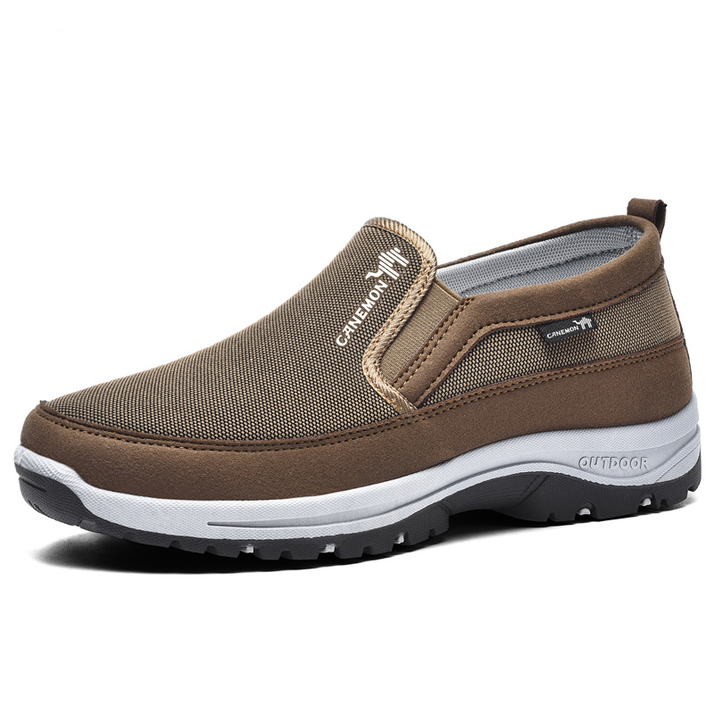 Men's Slip-On Walking Shoes with Lightweight Cushioned Sole - Waterproof Mesh, Anti-Slip, Wide Toe, Arch Support