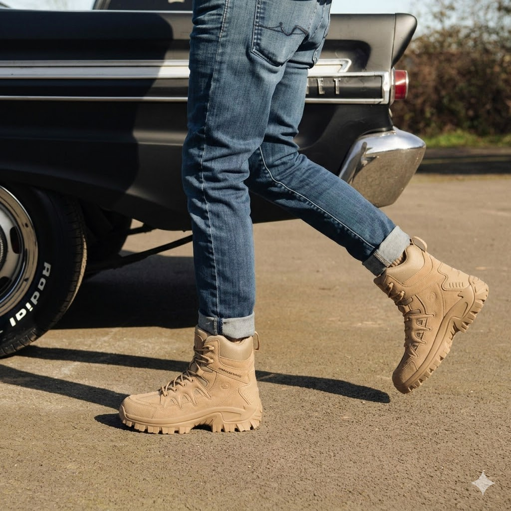 Molodoy®️ Mens Orthopedic Support Anti-Puncture Work Boots Waterproof Anti-Sprain Hiking Boots (🎁Free Socks Giveaway🧦)