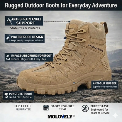 Molodoy®️ Mens Orthopedic Support Anti-Puncture Work Boots Waterproof Anti-Sprain Hiking Boots (🎁Free Socks Giveaway🧦)